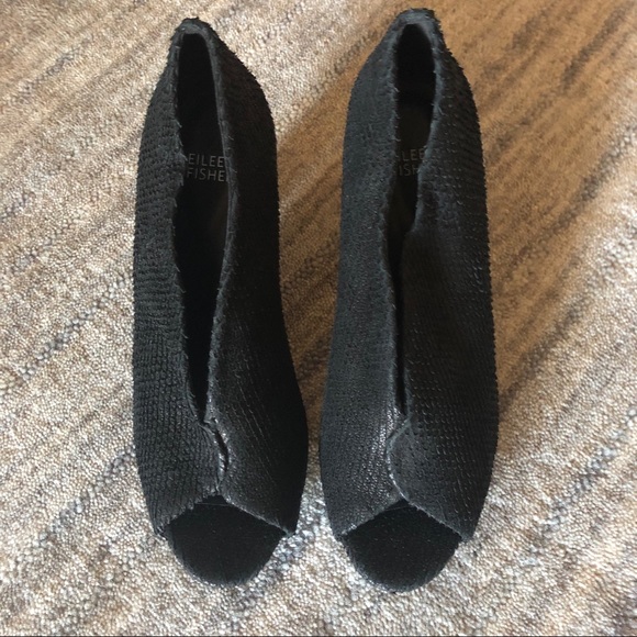 Eileen Fisher Shoes - EUC Eileen Fisher Snakeskin Peeptoe Booties